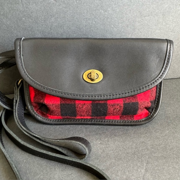 Pendleton Wool Crossbody Bag Plaid Wool Black Leather Convertible Purse Wristlet - Picture 5 of 9